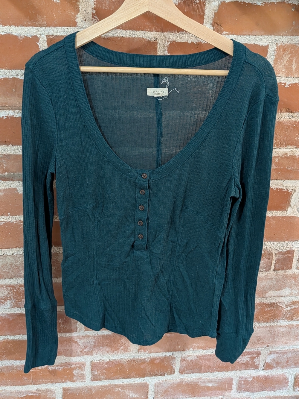 Pilcro Deep Teal Long-Sleeve Top